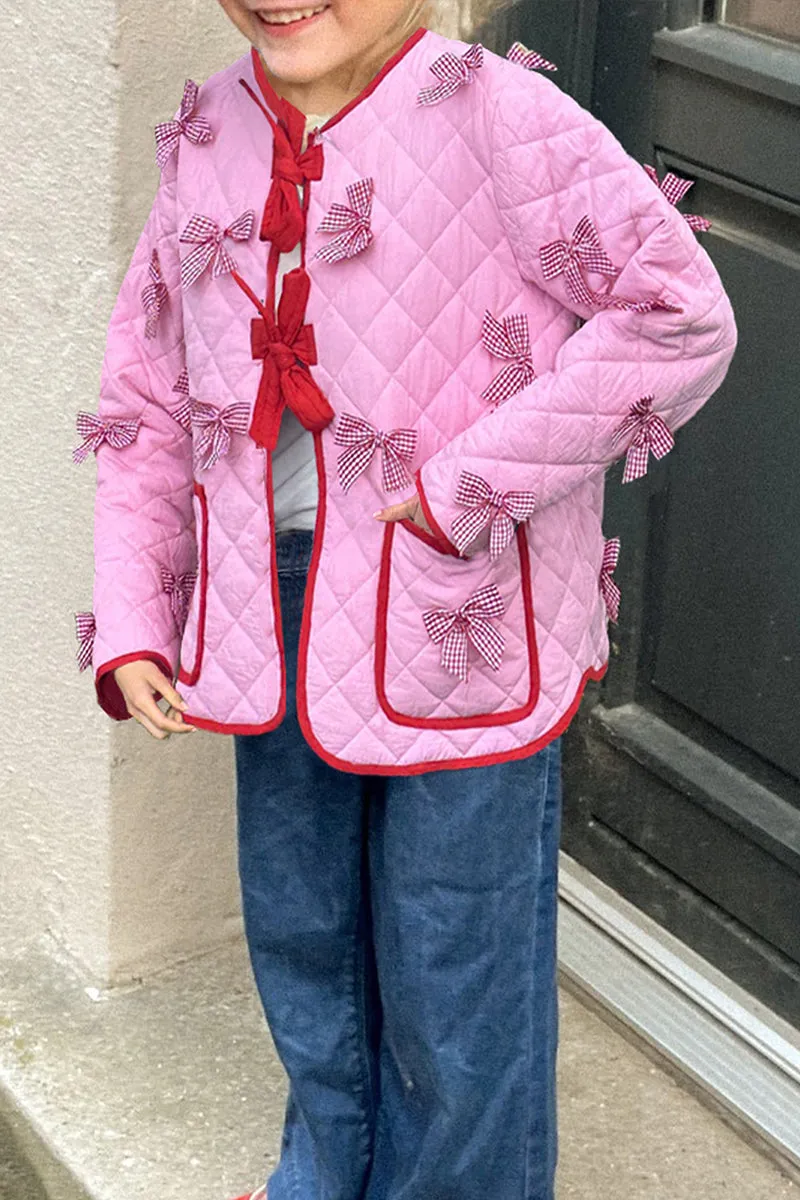 HCT1347 Bow-Embellished Quilted Jacket Outerwear