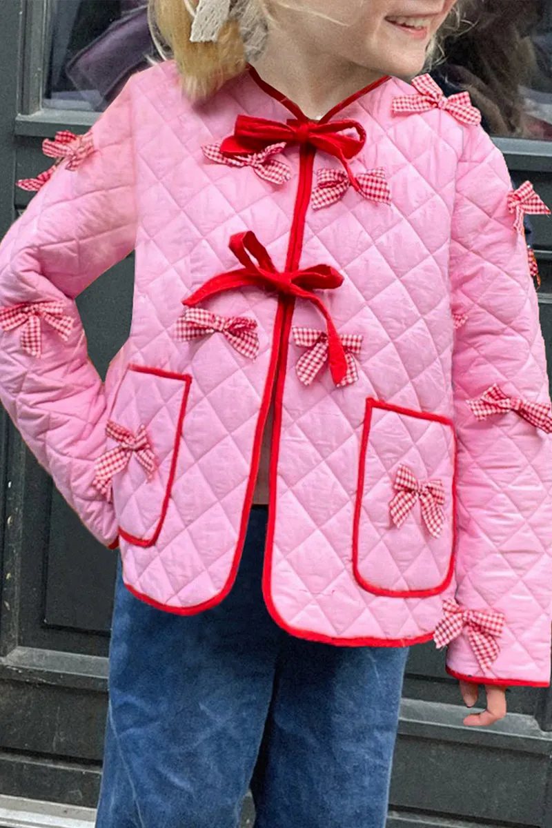 HCT1347 Bow-Embellished Quilted Jacket Outerwear