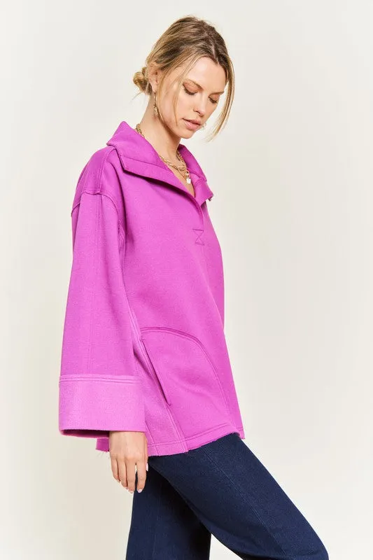 HIGH COLLAR OVERSIZED KNIT TOP