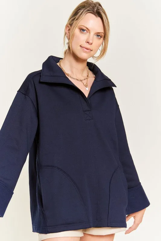 HIGH COLLAR OVERSIZED KNIT TOP