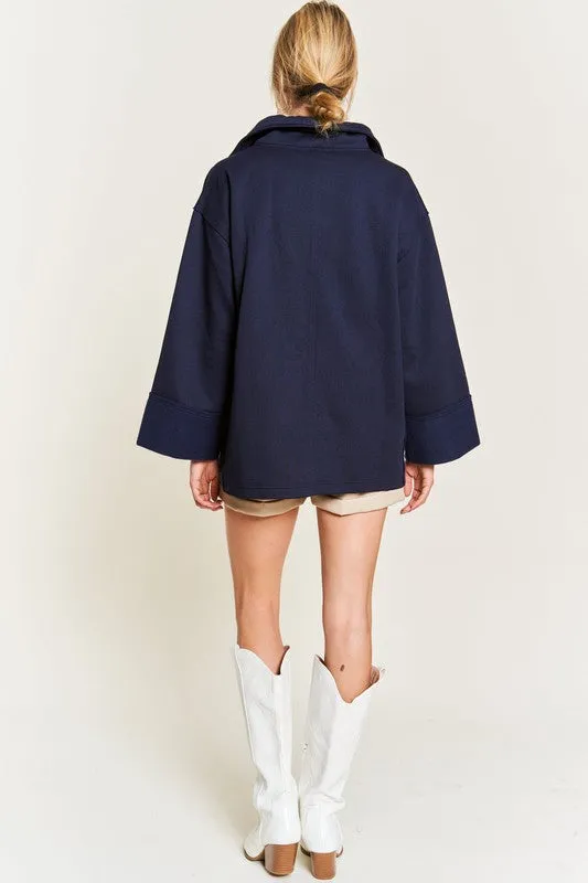 HIGH COLLAR OVERSIZED KNIT TOP