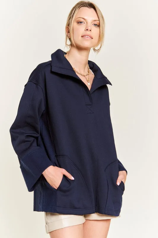 HIGH COLLAR OVERSIZED KNIT TOP