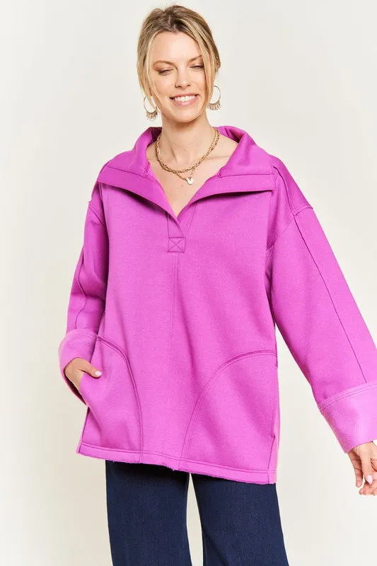 HIGH COLLAR OVERSIZED KNIT TOP