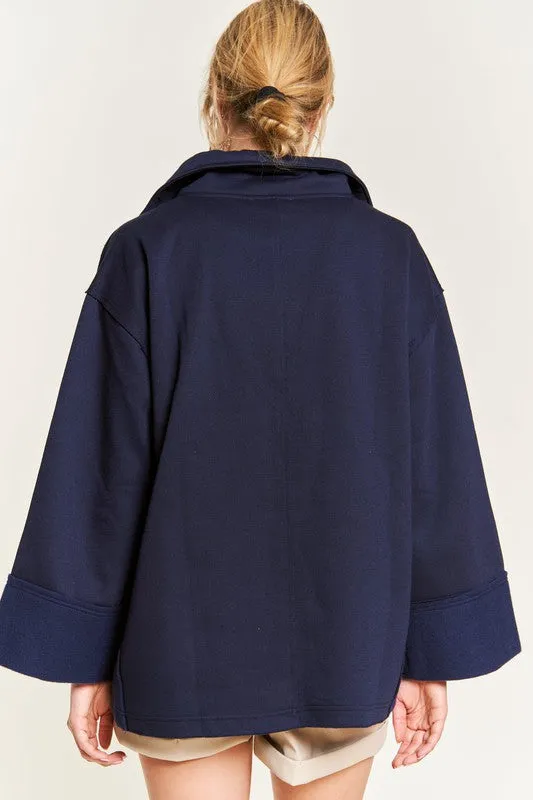 HIGH COLLAR OVERSIZED KNIT TOP