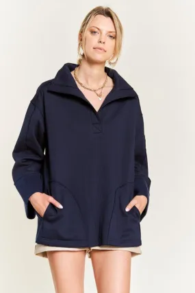 HIGH COLLAR OVERSIZED KNIT TOP