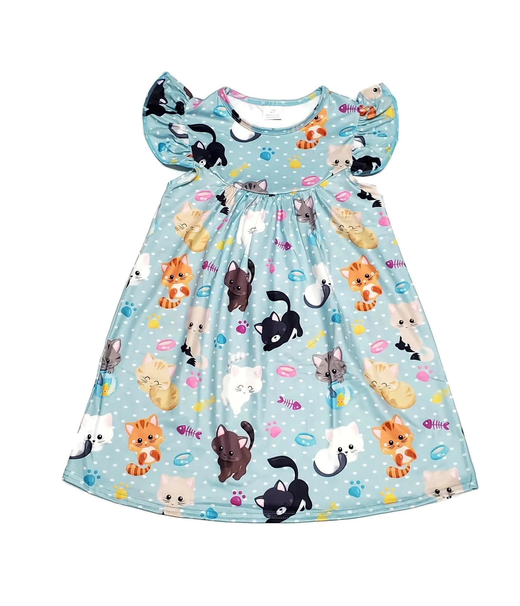 Kitty Milk Silk Flutter Dress