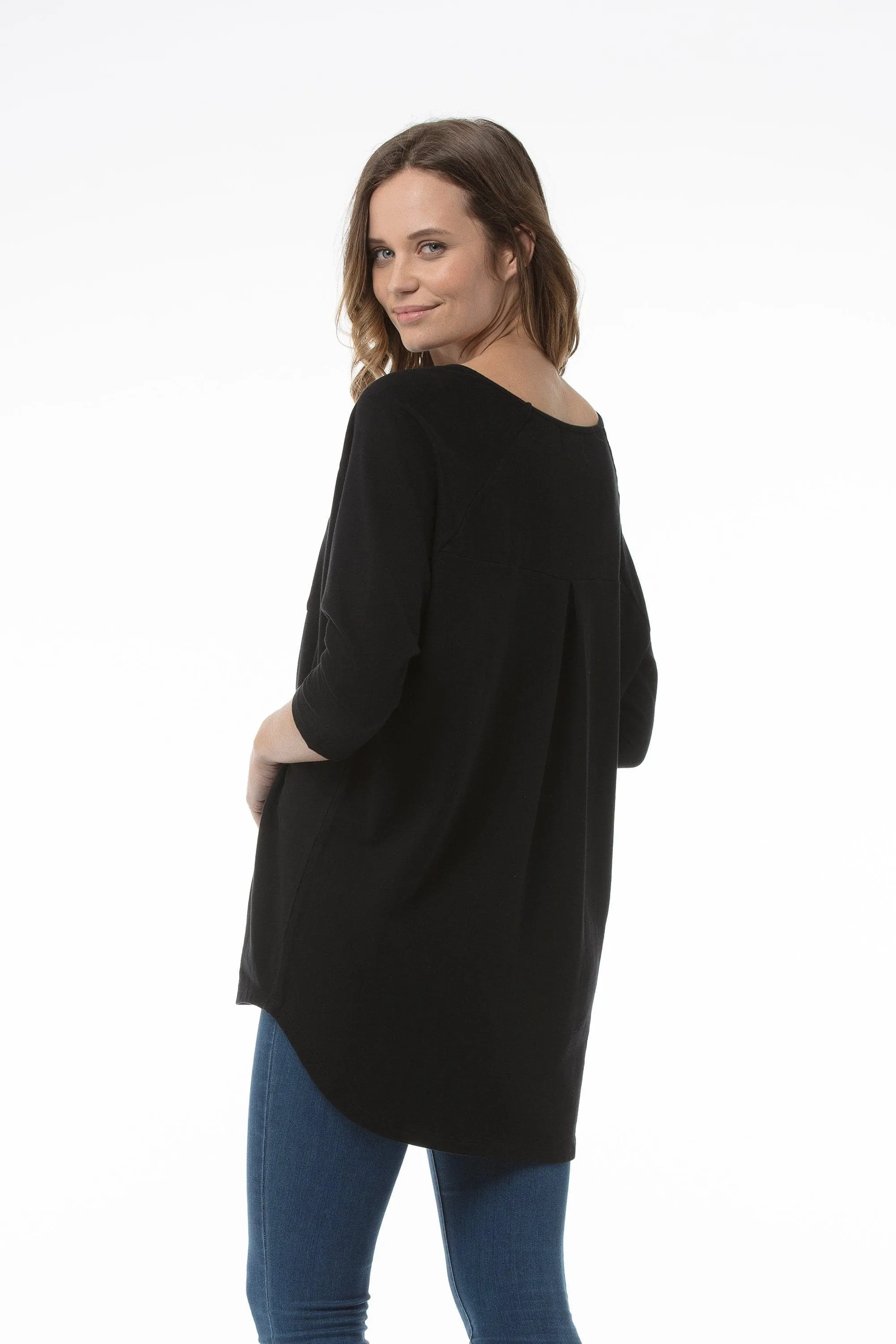 Knit Cotton Top | MAISIE Top - Black