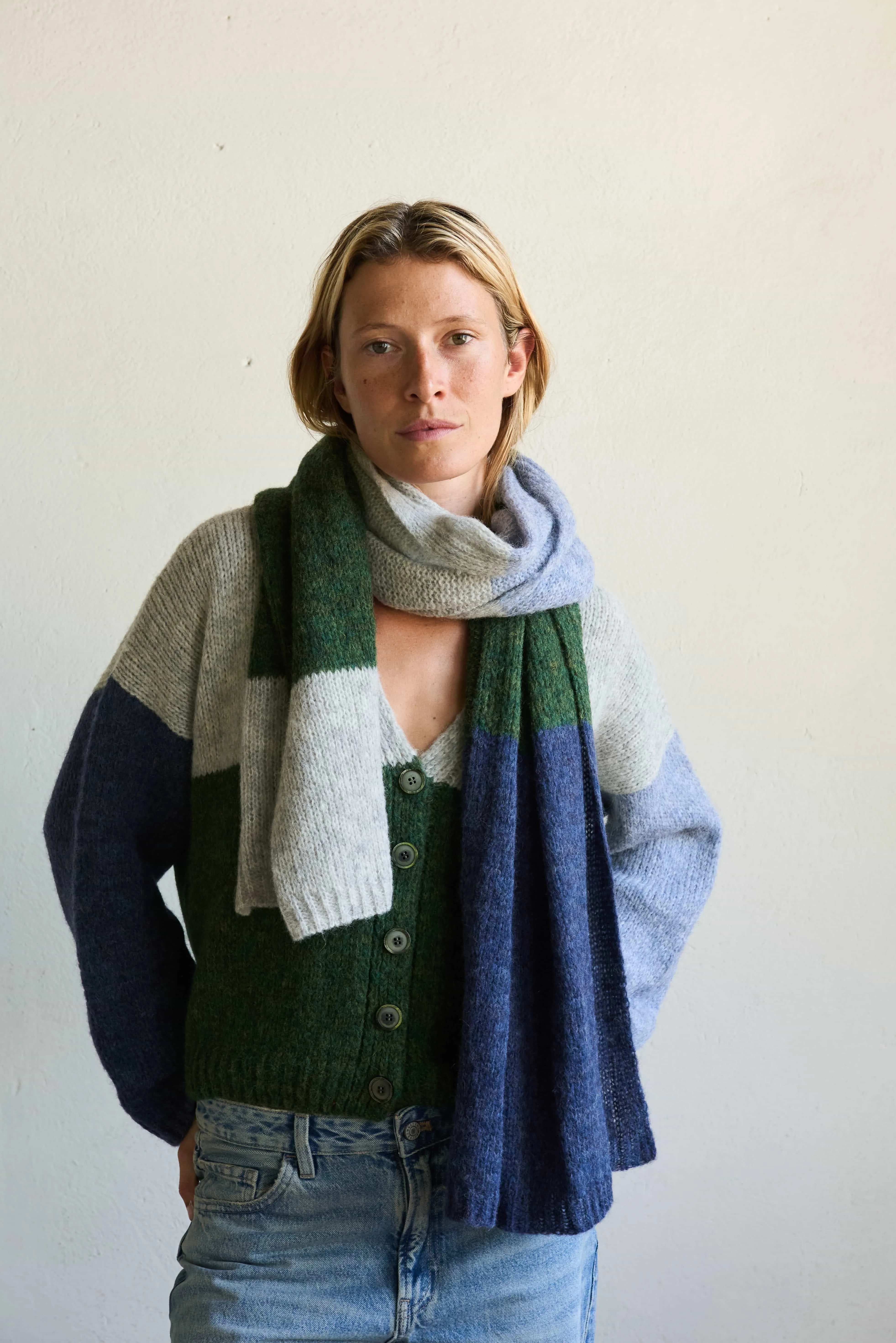 knit scarf - delta - lake colors