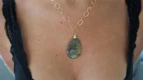 Labradorite on Gold Link Chain