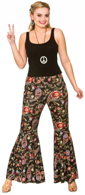 Ladies Groovy Hippie Flares 60s 70s Fancy Dress Costume