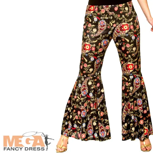Ladies Groovy Hippie Flares 60s 70s Fancy Dress Costume
