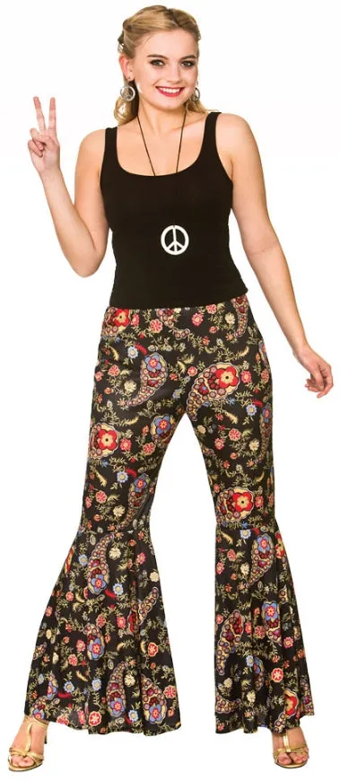 Ladies Groovy Hippie Flares 60s 70s Fancy Dress Costume