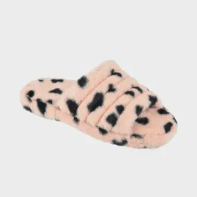 Ladies Quilted Pink Plush Slider Slippers