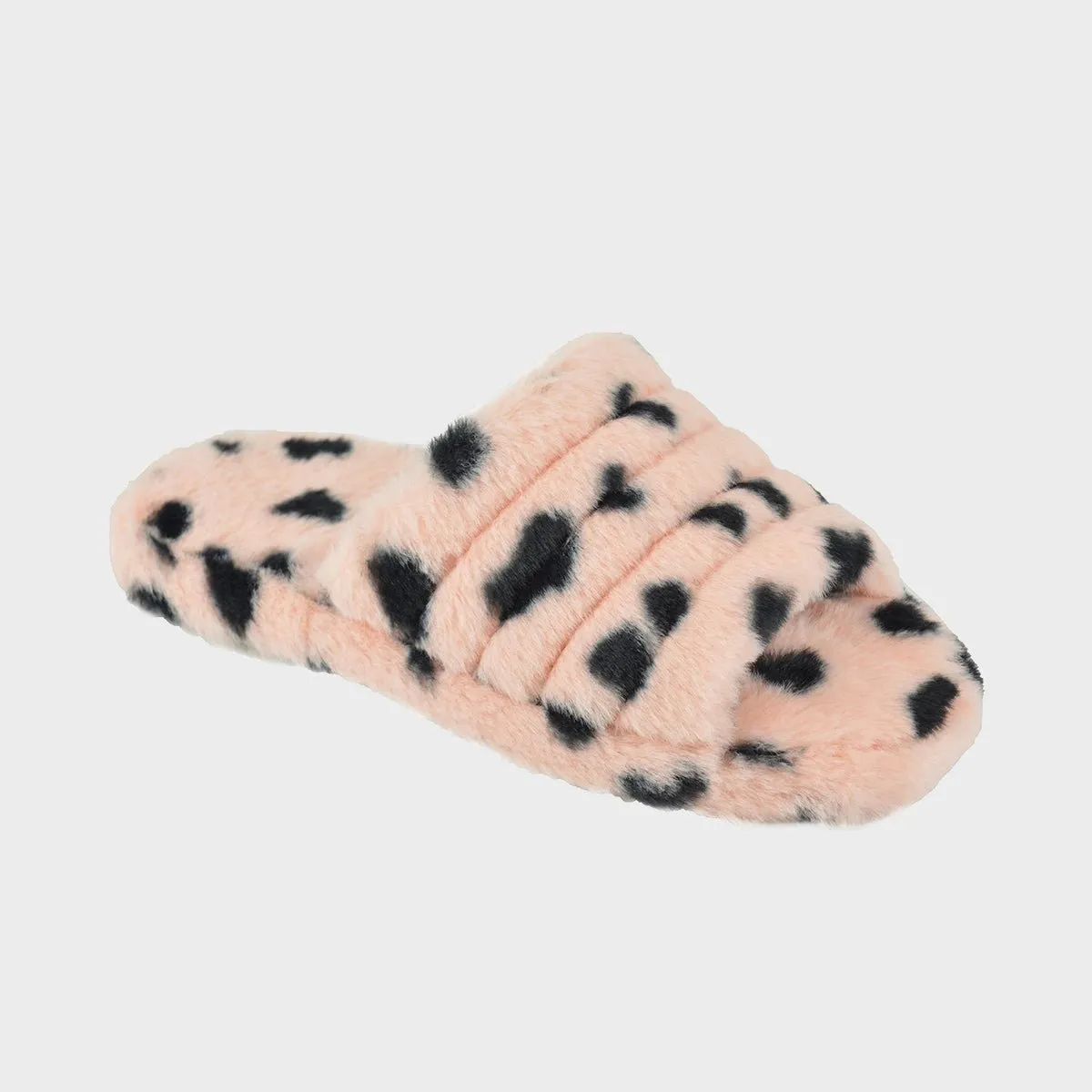 Ladies Quilted Pink Plush Slider Slippers