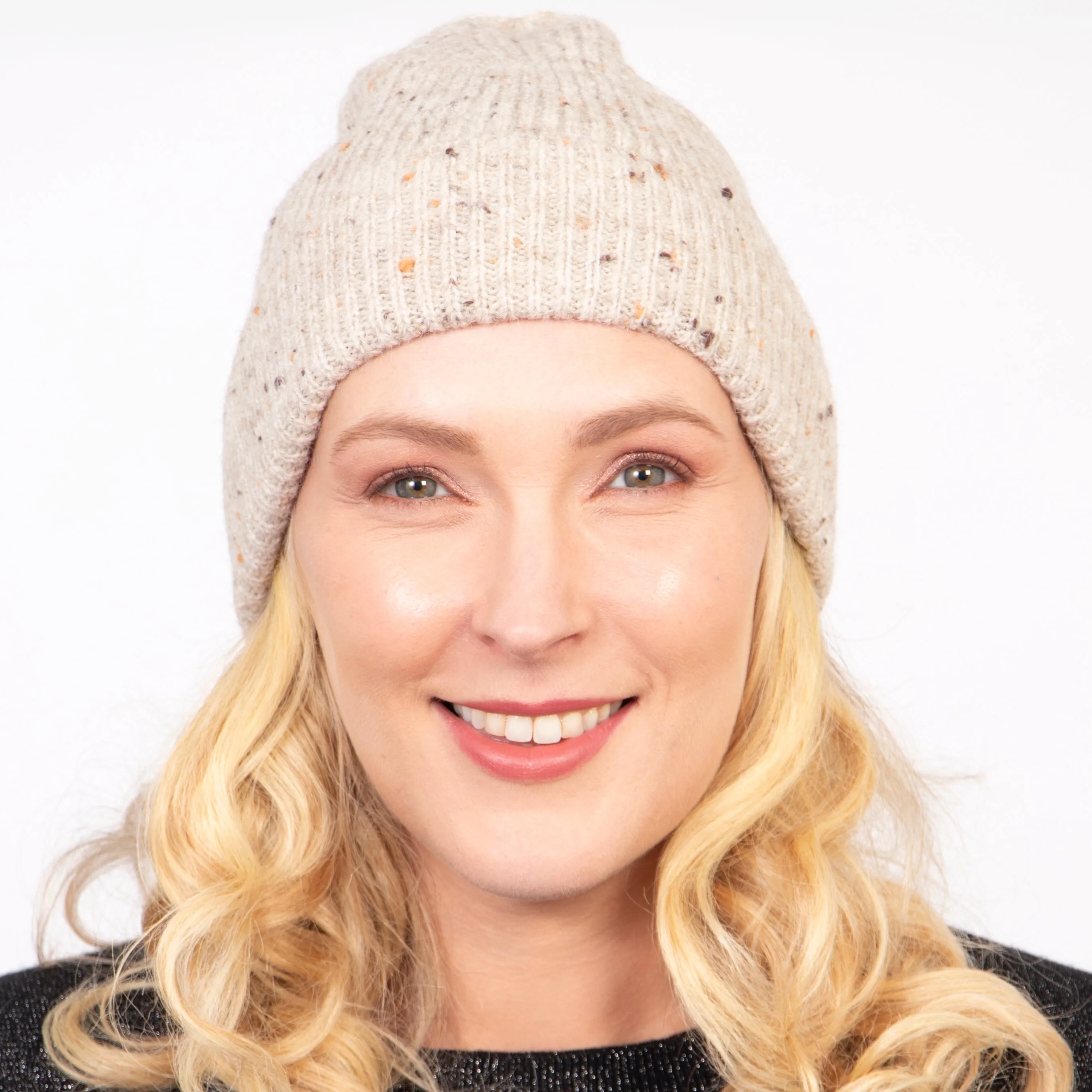 Lainey Beanie Hat - Cream, Marl Knit