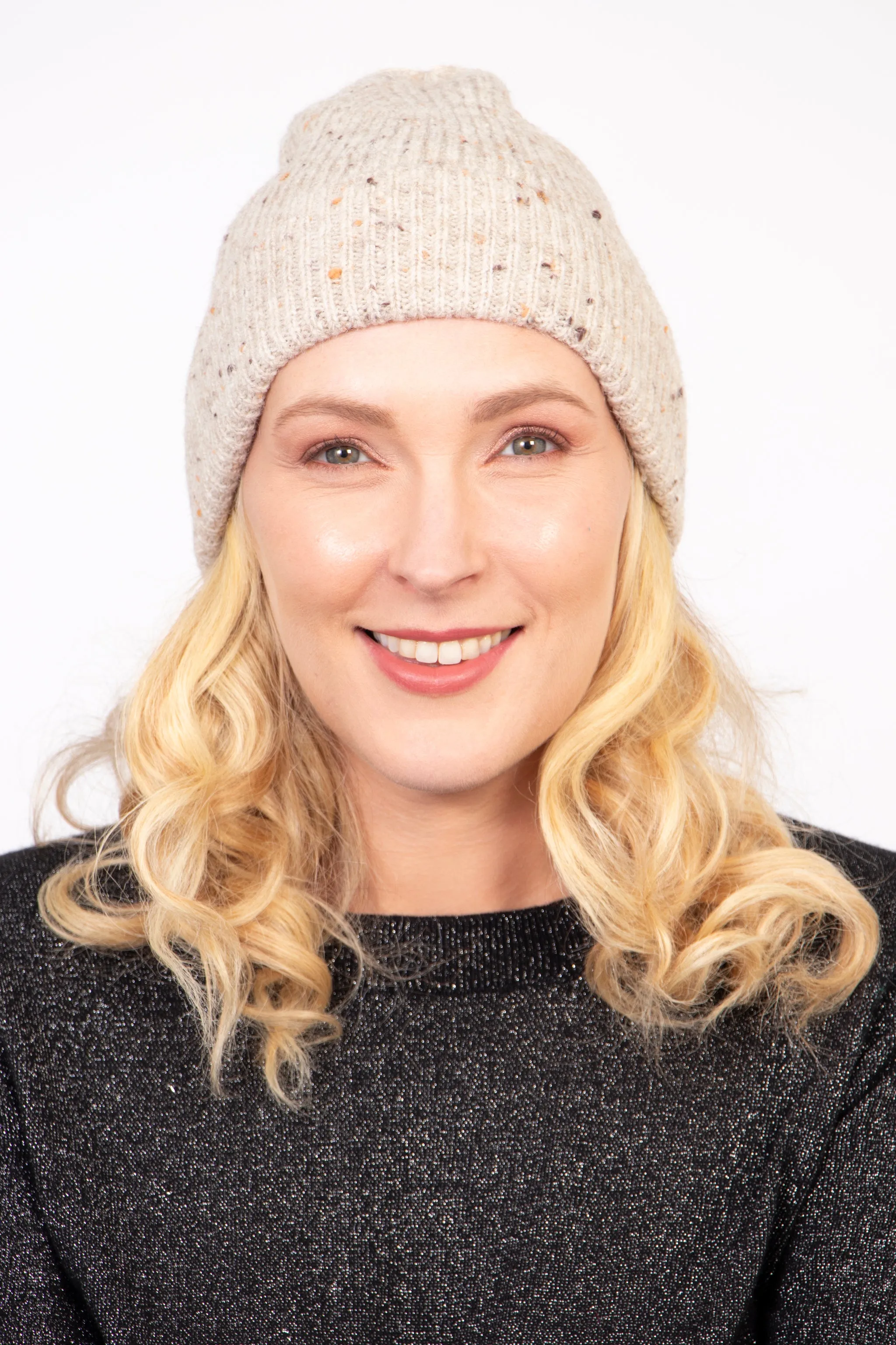 Lainey Beanie Hat - Cream, Marl Knit
