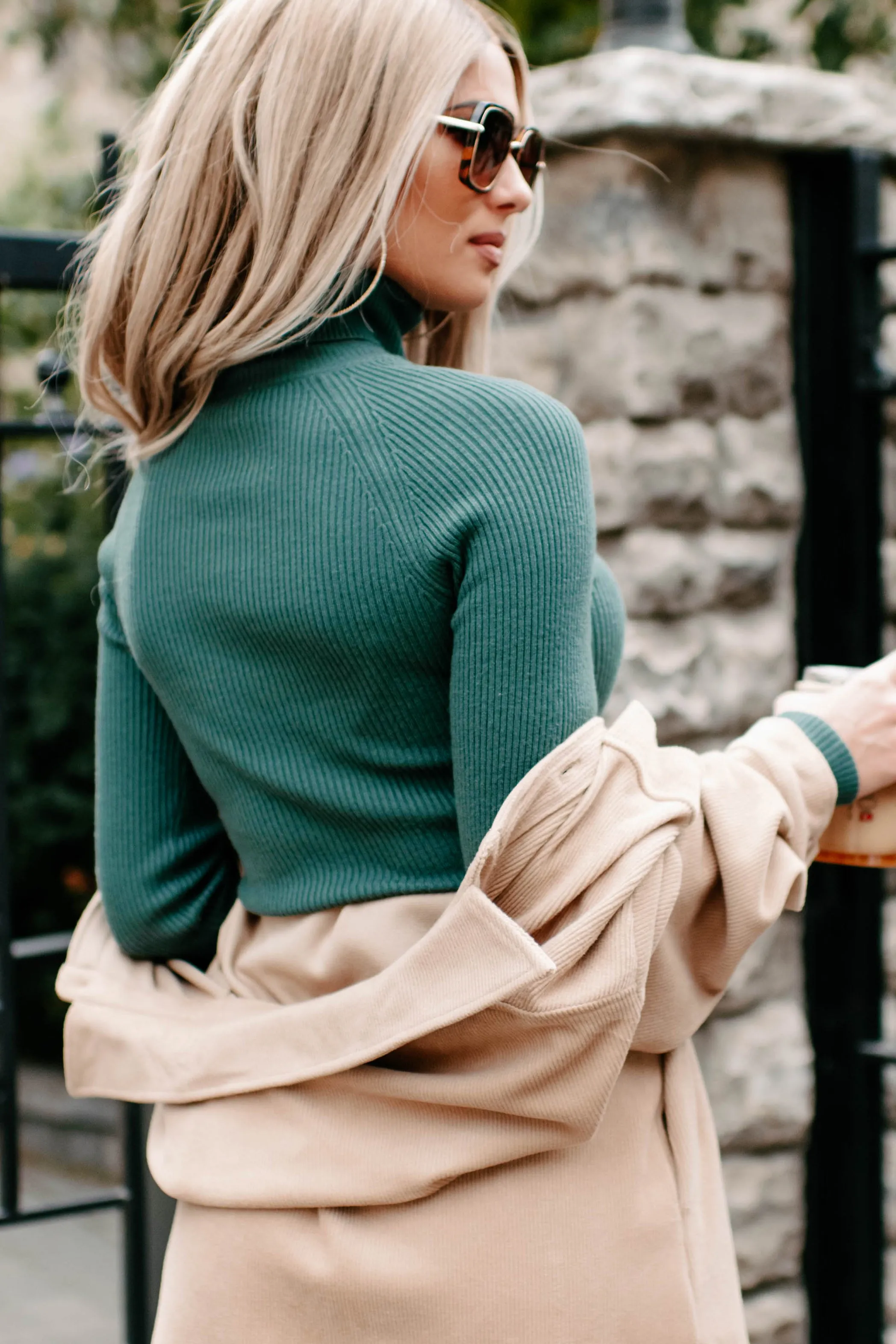 Leaning Onto Me Turtleneck Top (Hunter Green)