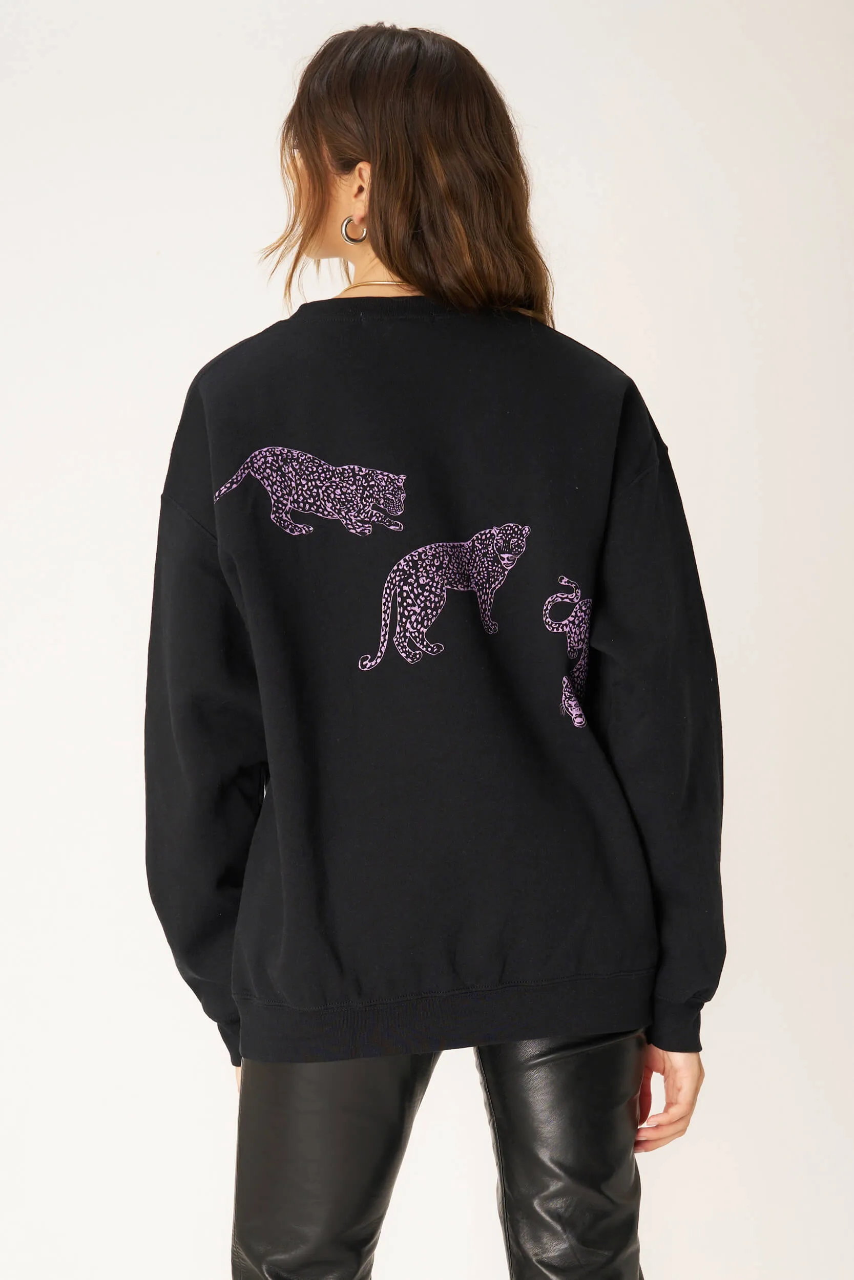 Leopards Oversized Sweatshirt - Black