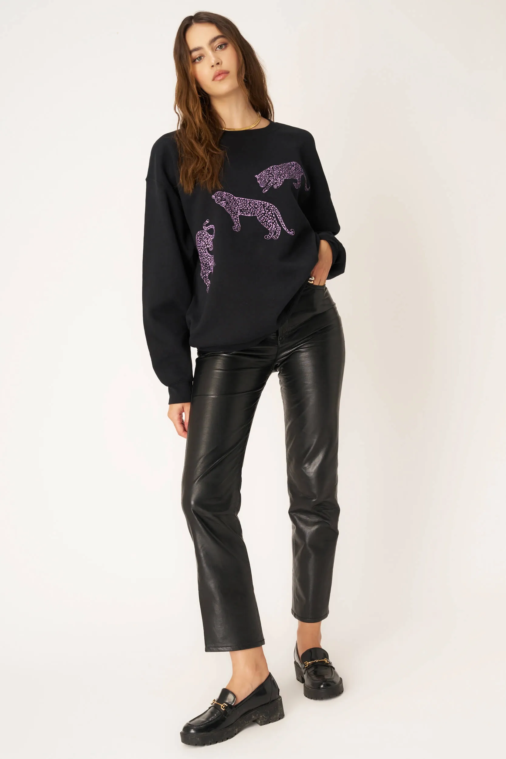 Leopards Oversized Sweatshirt - Black