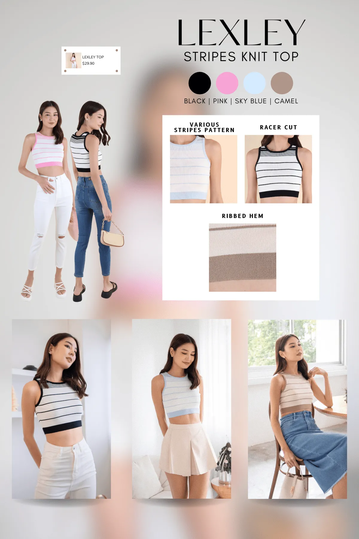 LEXLEY STRIPES KNIT TOP IN CAMEL