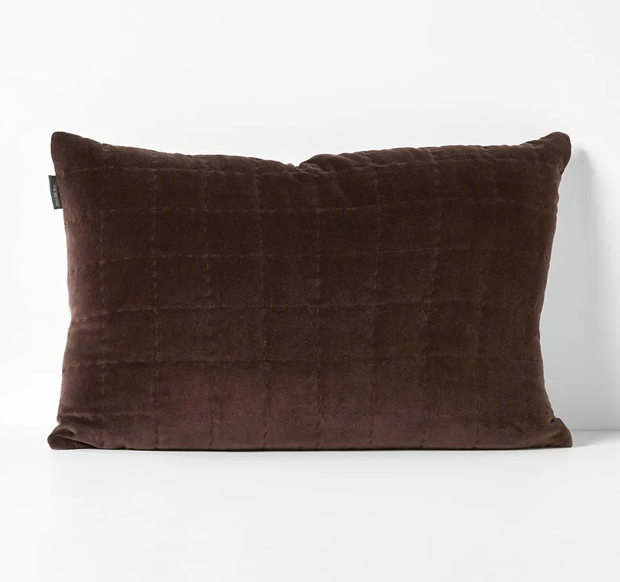 Luxury Velvet Quilted 40x60cm Filled Cushion Chocolate