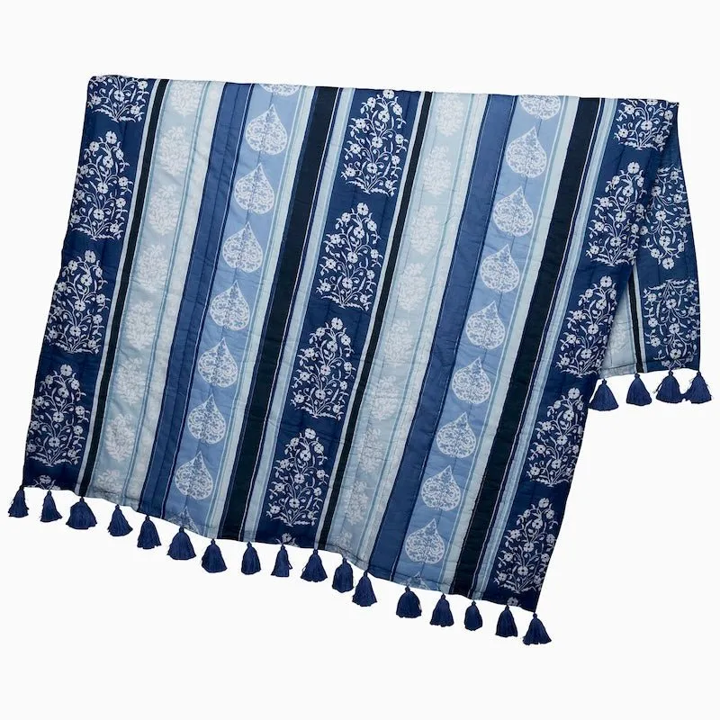 Malvika Lapis Quilted Throw Blanket by John Robshaw