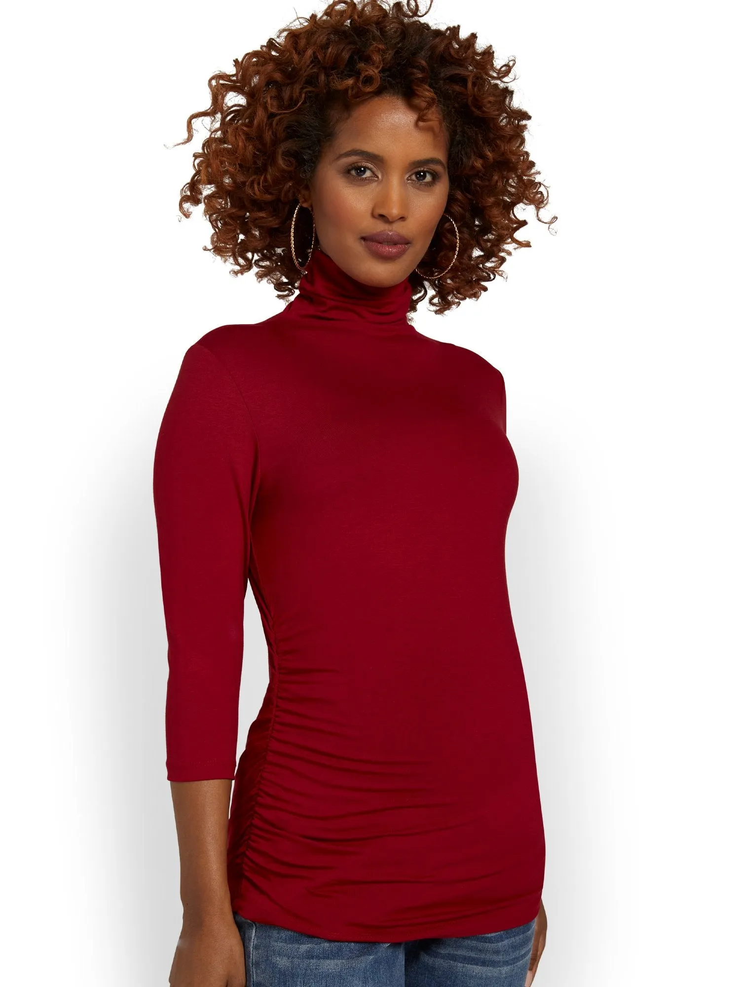 Maternity Ruched Turtleneck Top