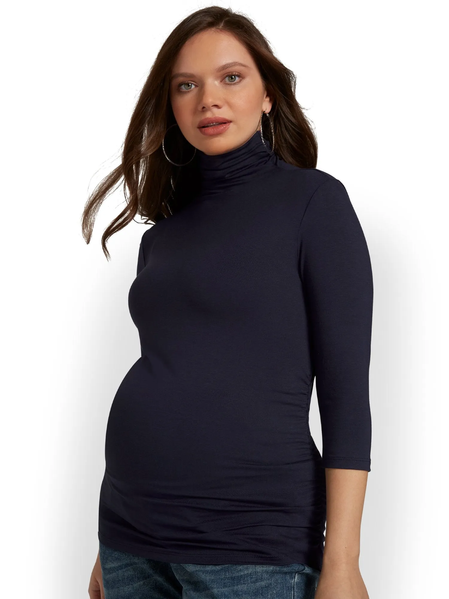 Maternity Ruched Turtleneck Top