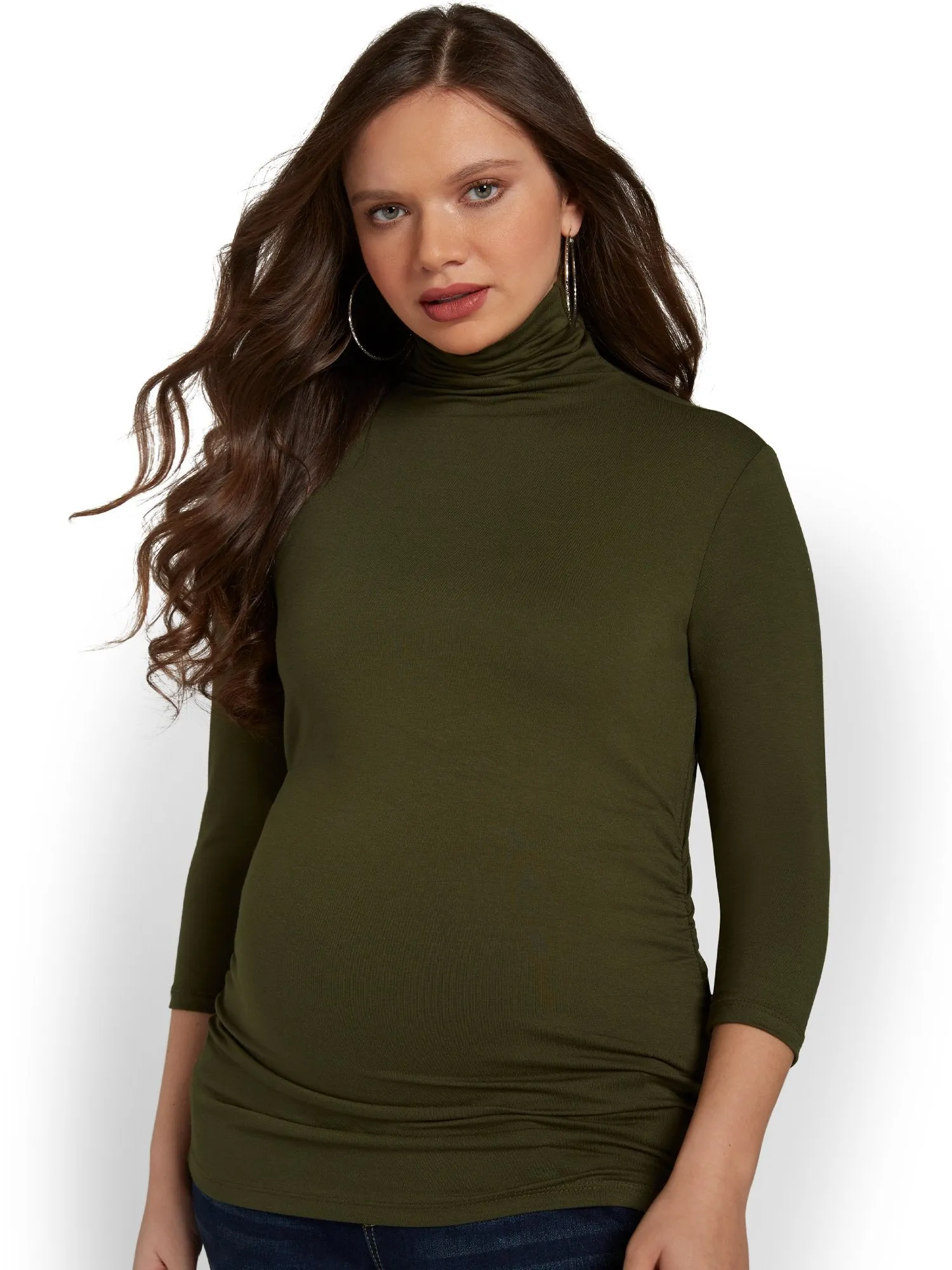 Maternity Ruched Turtleneck Top