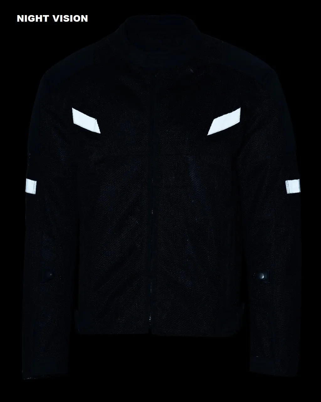 Mens Motorcycle Perforated Textile Reflective Mesh Riding 3 Season Jacket with amors