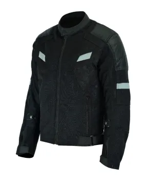 Mens Motorcycle Perforated Textile Reflective Mesh Riding 3 Season Jacket with amors