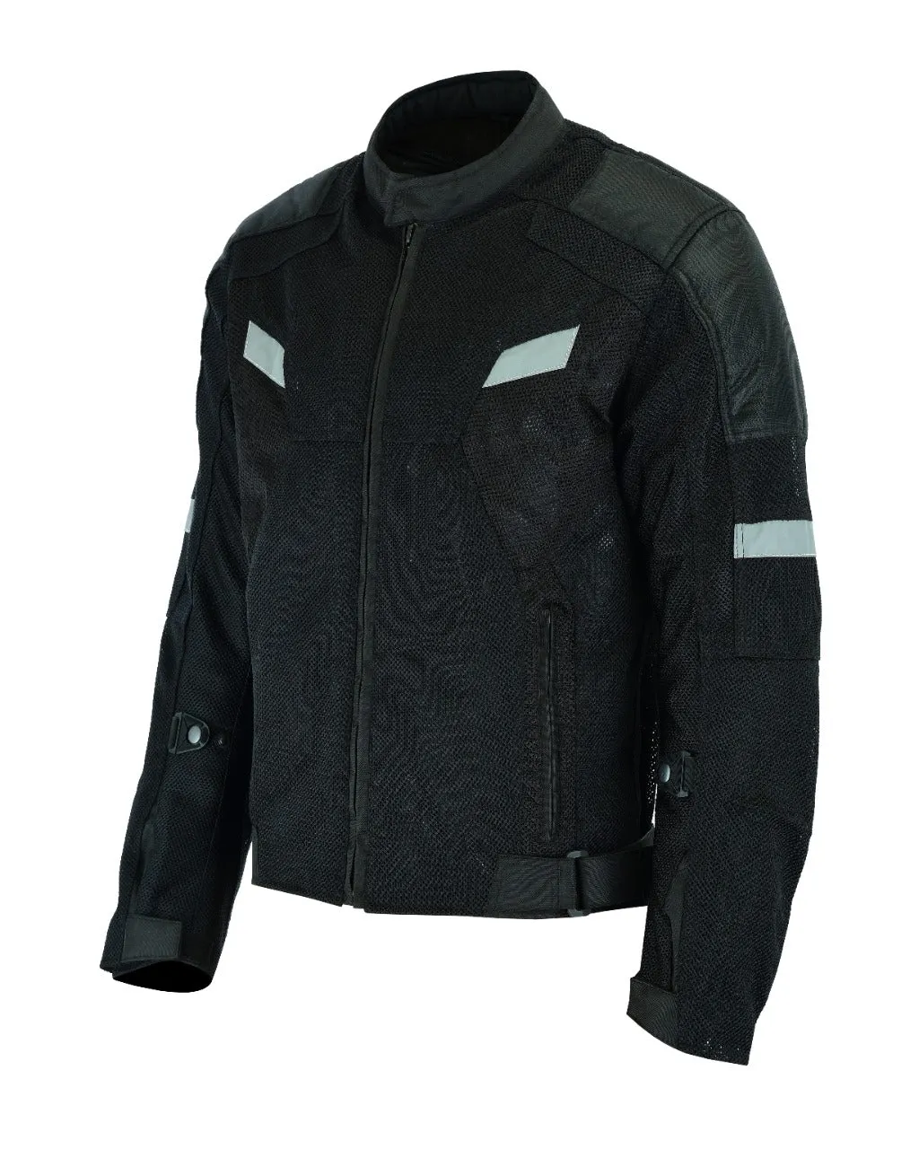 Mens Motorcycle Perforated Textile Reflective Mesh Riding 3 Season Jacket with amors