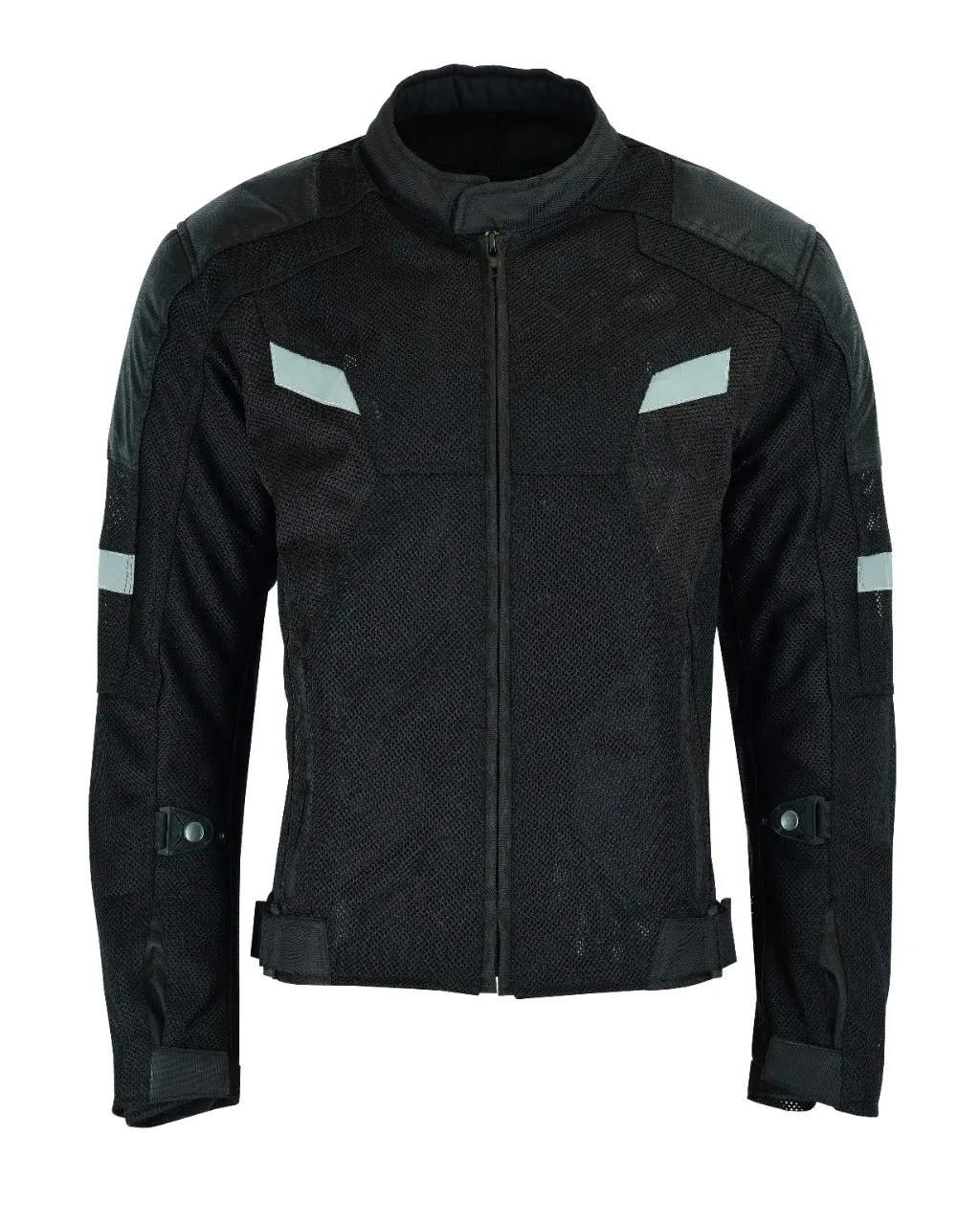 Mens Motorcycle Perforated Textile Reflective Mesh Riding 3 Season Jacket with amors