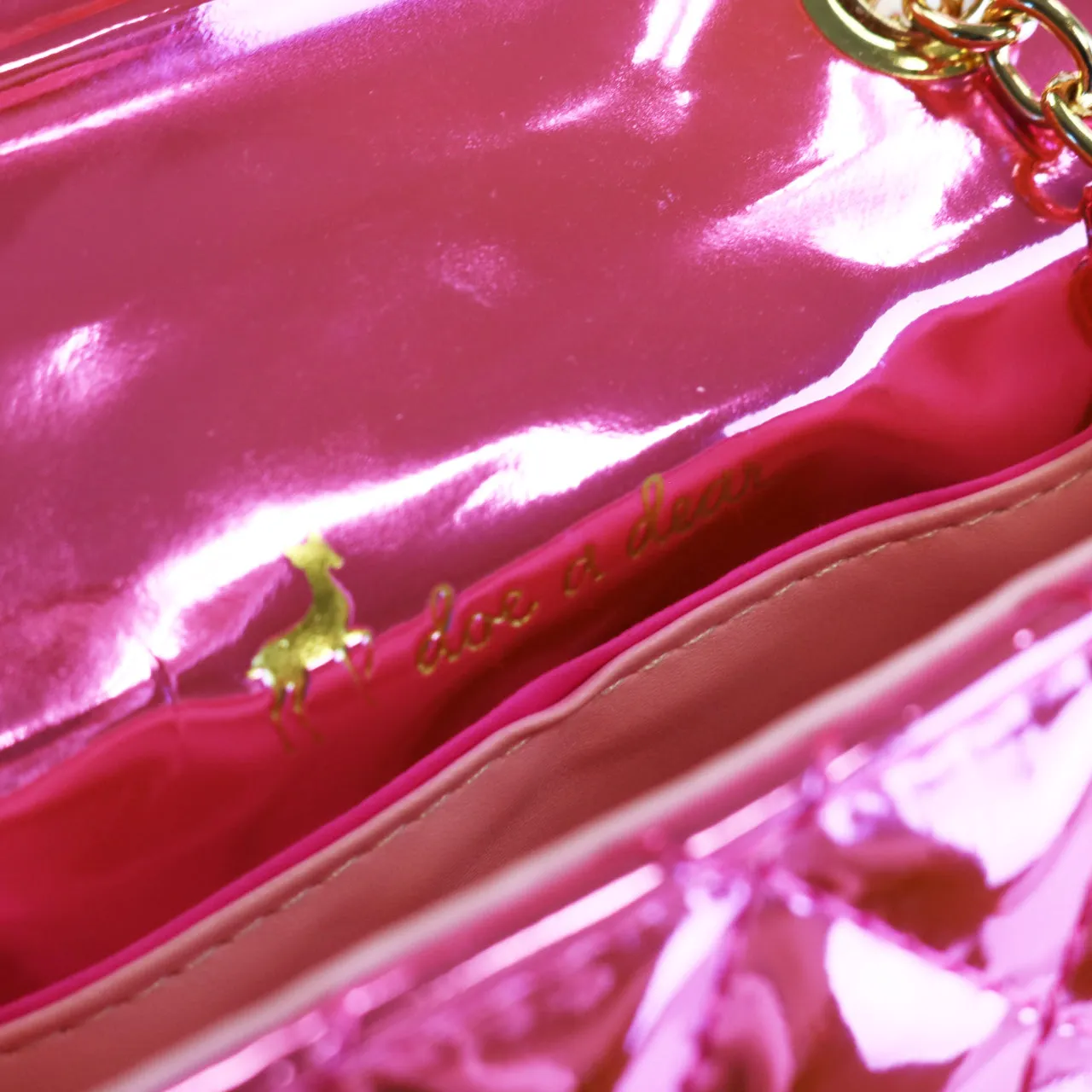Metallic Crossbody Quilted Purse - Fuchsia