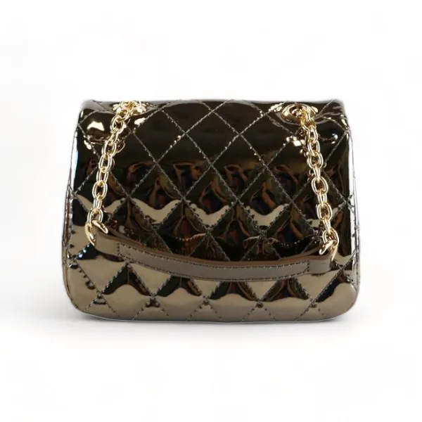 Metallic Crossbody Quilted Purse - Pewter