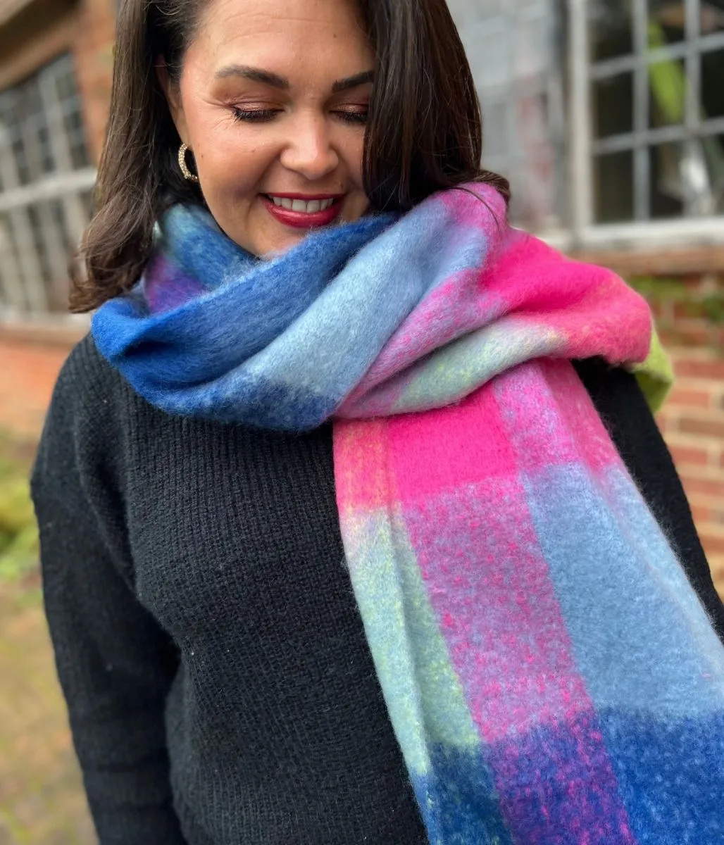 Multi Checked Tasselled Becky Scarf