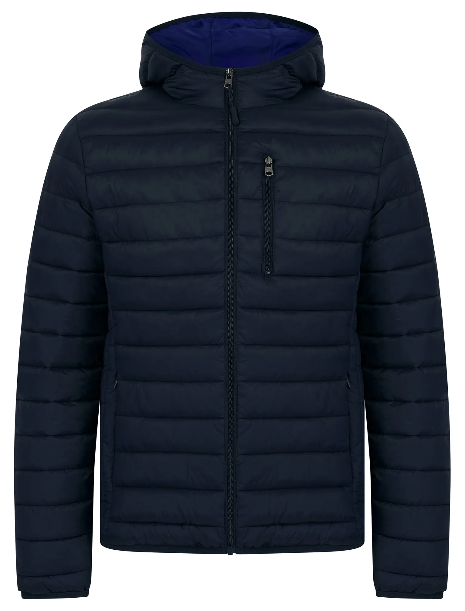 Nadav Quilted Puffer Jacket with Hood in Sky Captain Navy - Tokyo Laundry