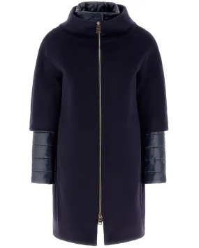 Navy Quilted Cocoon Layered Jacket