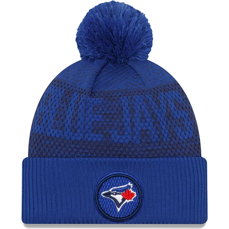 New Era Toronto Blue Jays Authentic Collection Sport Cuffed Knit Hat with Pom-Royal