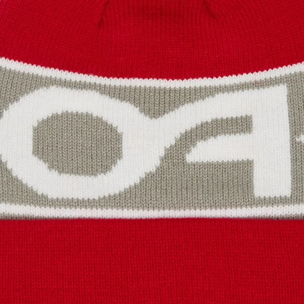 Oakley Factory Cuff Beanie Hat - Red Line/Stone Grey