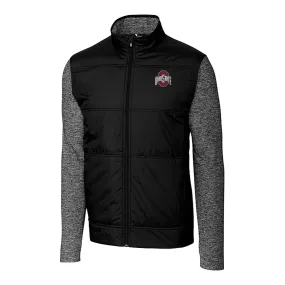 Ohio State Buckeyes Cutter & Buck Stealth Hybrid Quilted Black Full Zip Jacket
