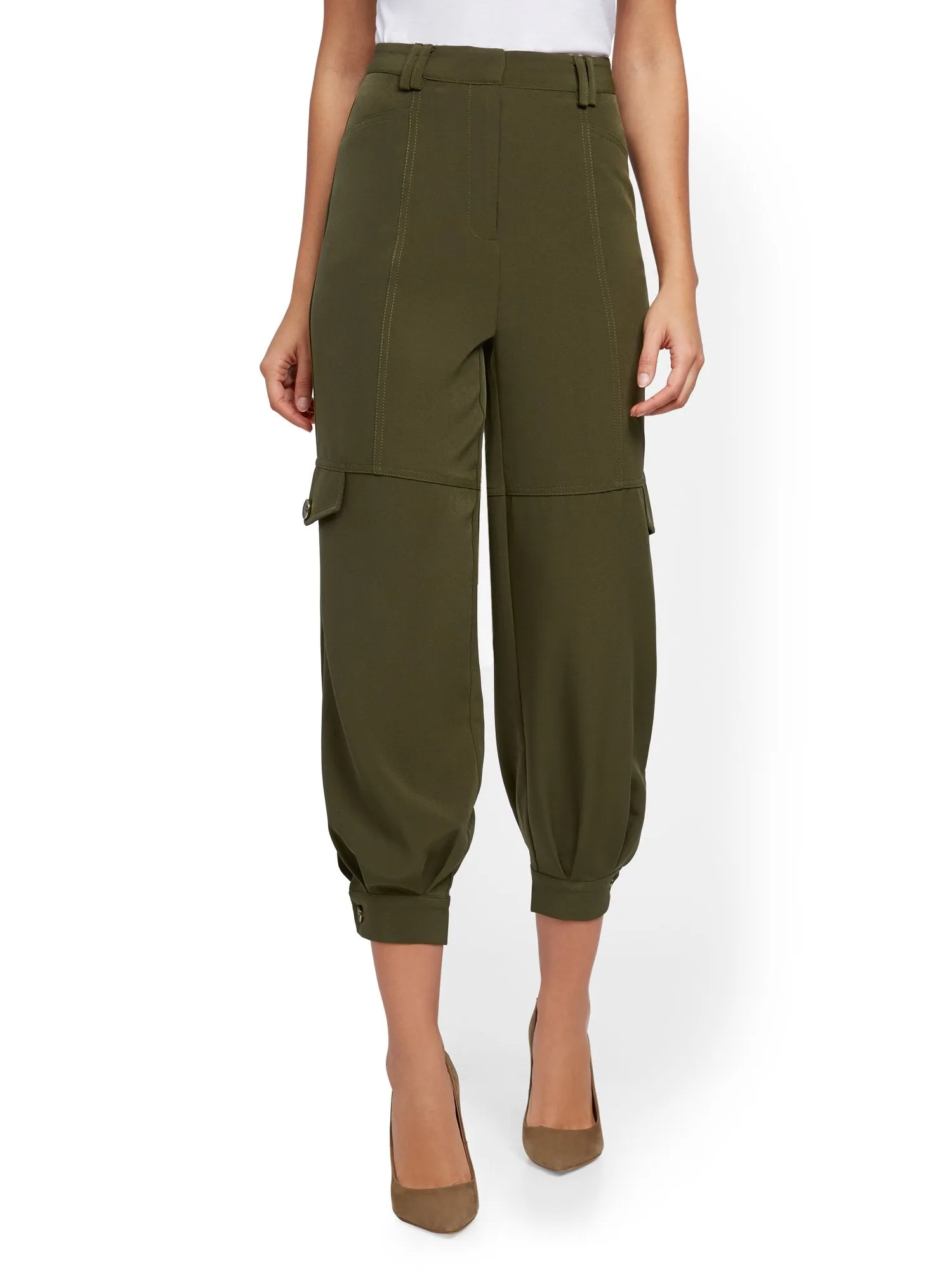 Olive Button-Accent Cargo Pant - 7th Avenue