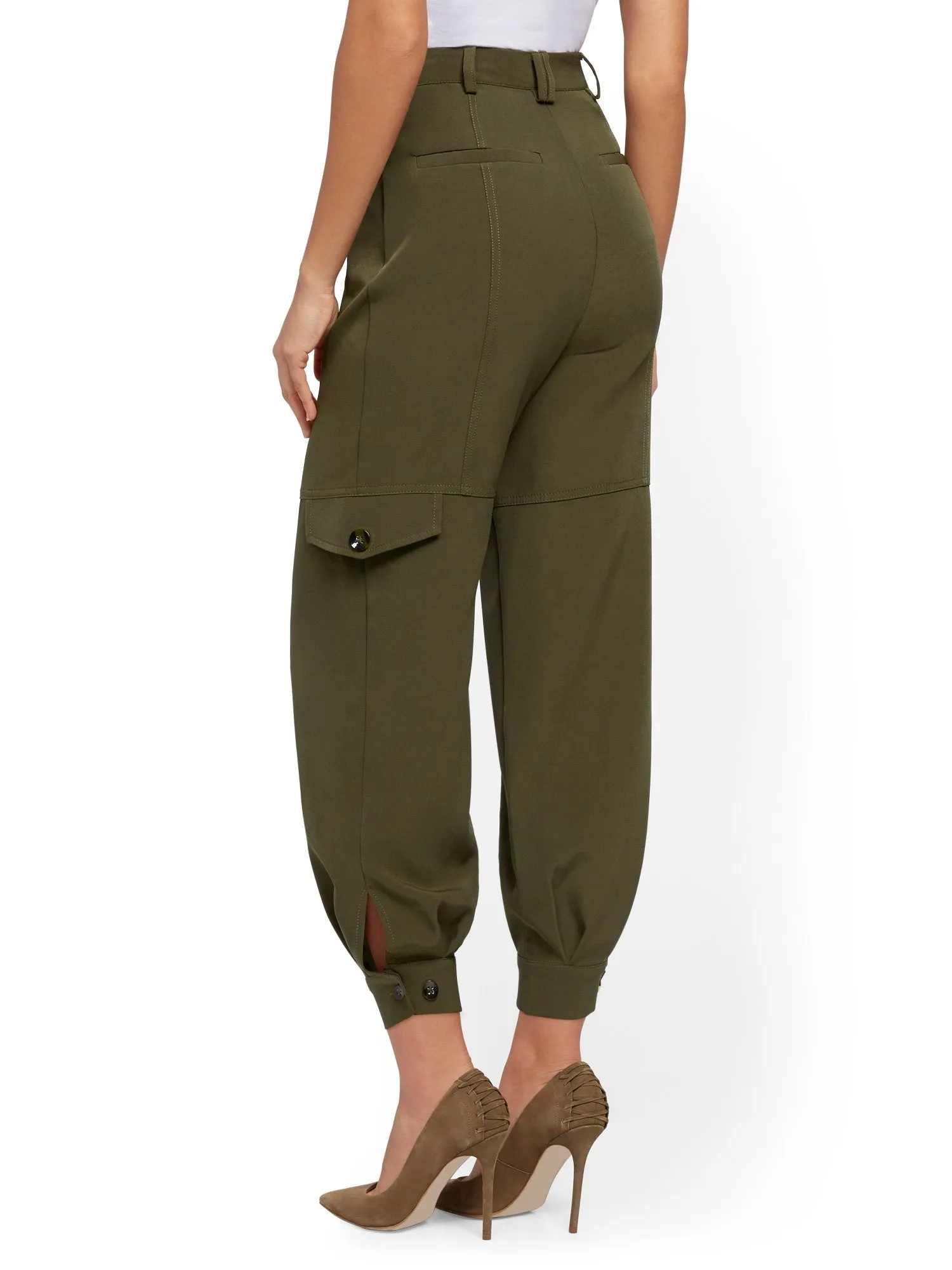 Olive Button-Accent Cargo Pant - 7th Avenue