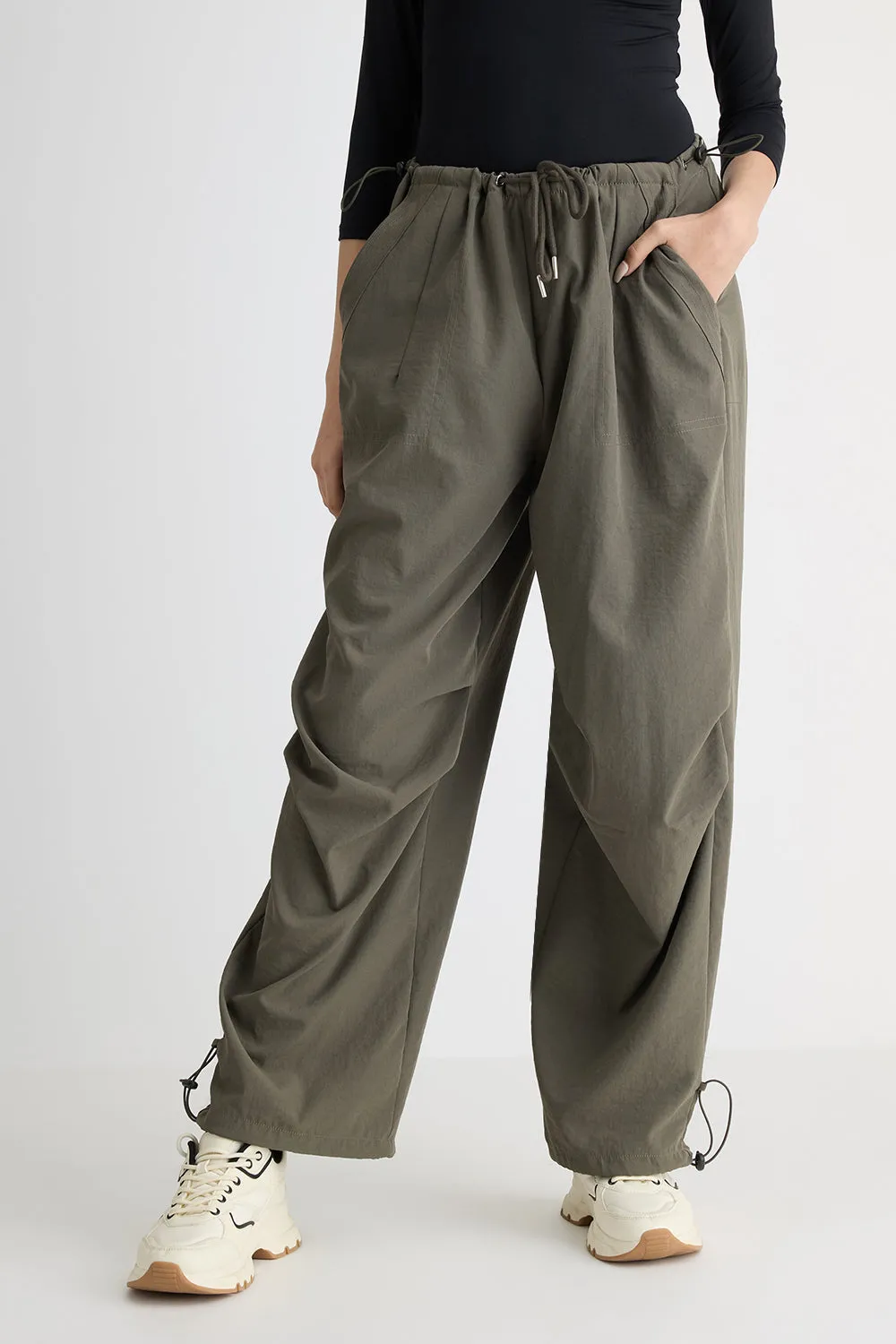 Olive Parachute Cargo Pants