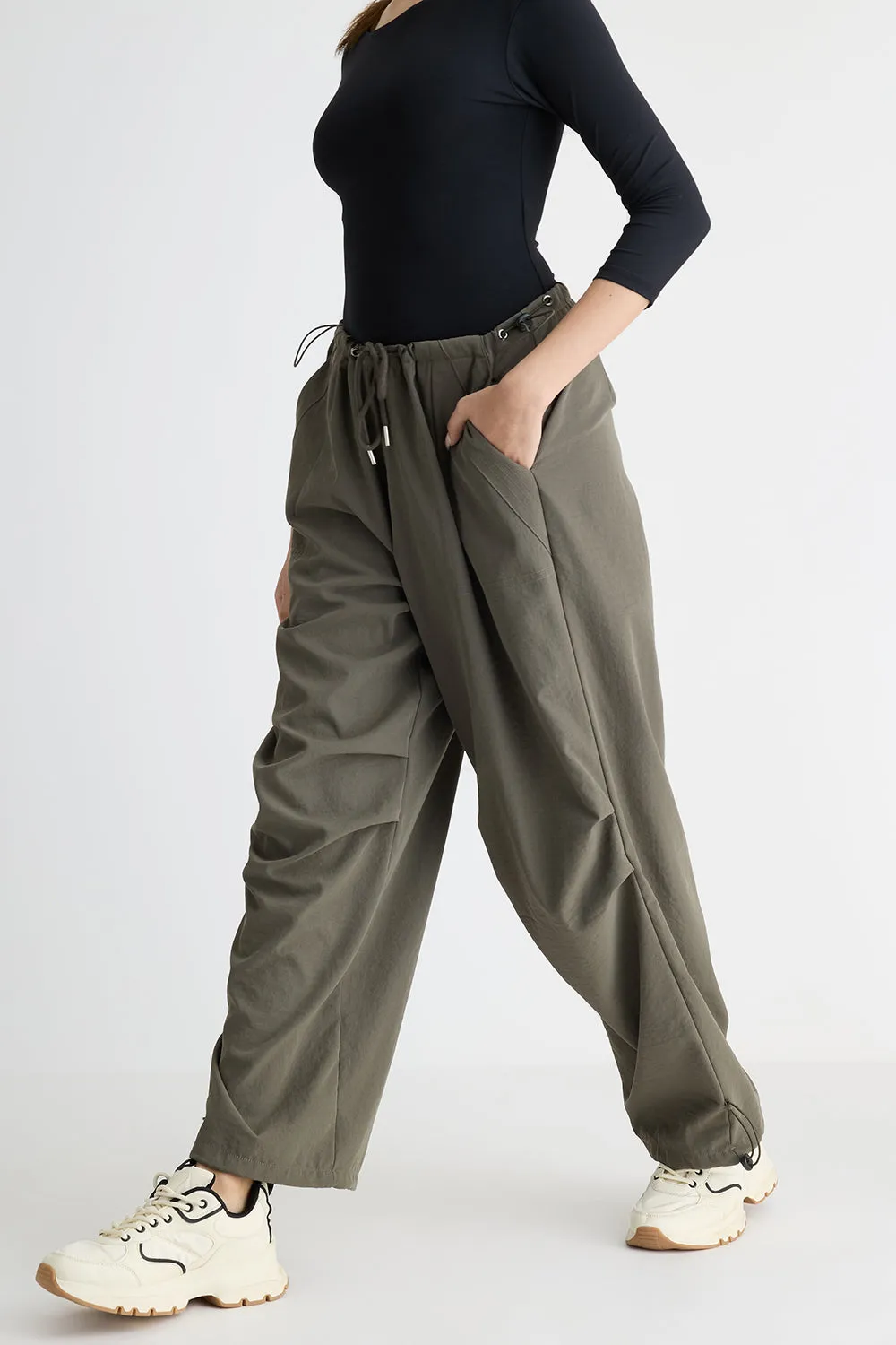 Olive Parachute Cargo Pants