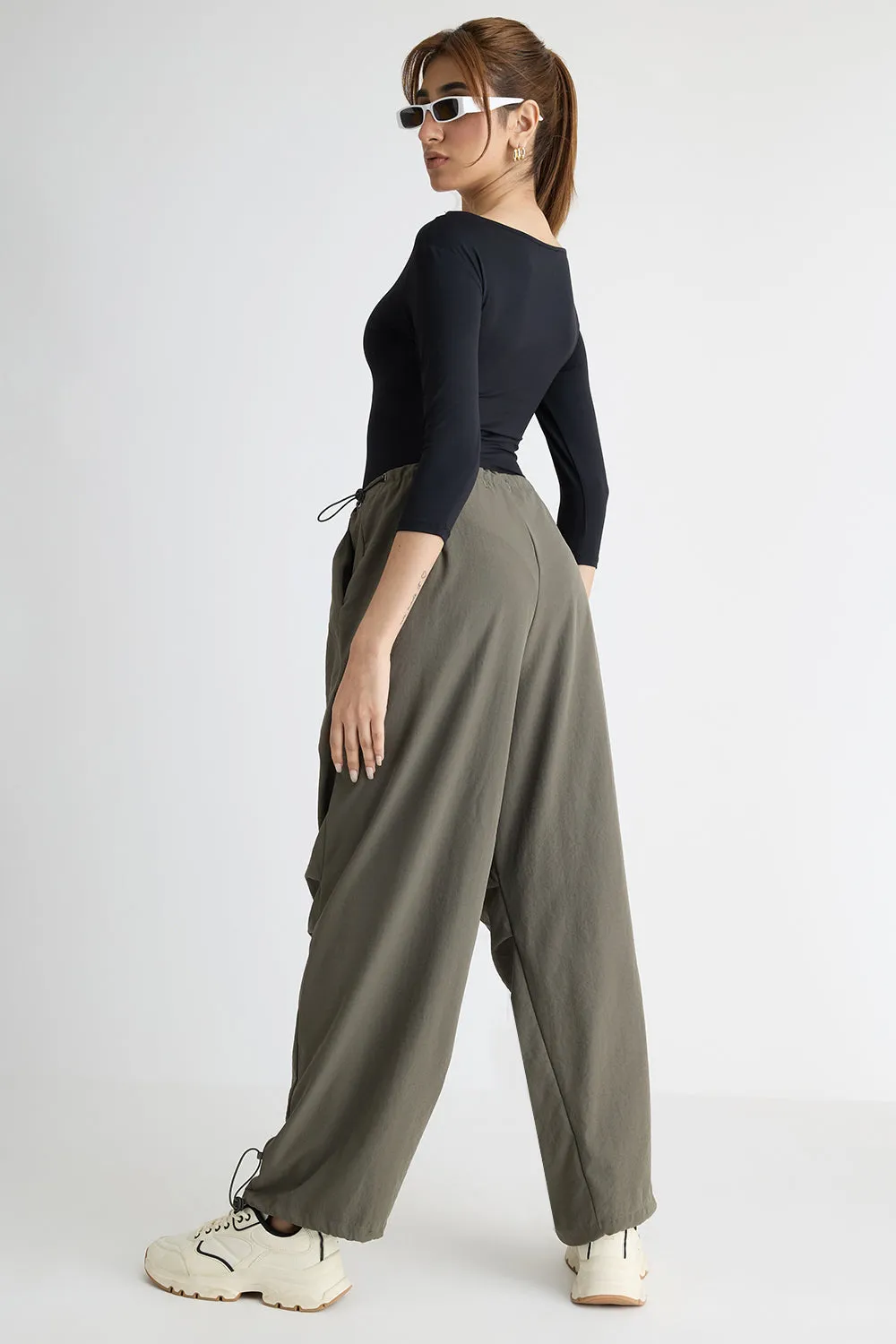 Olive Parachute Cargo Pants