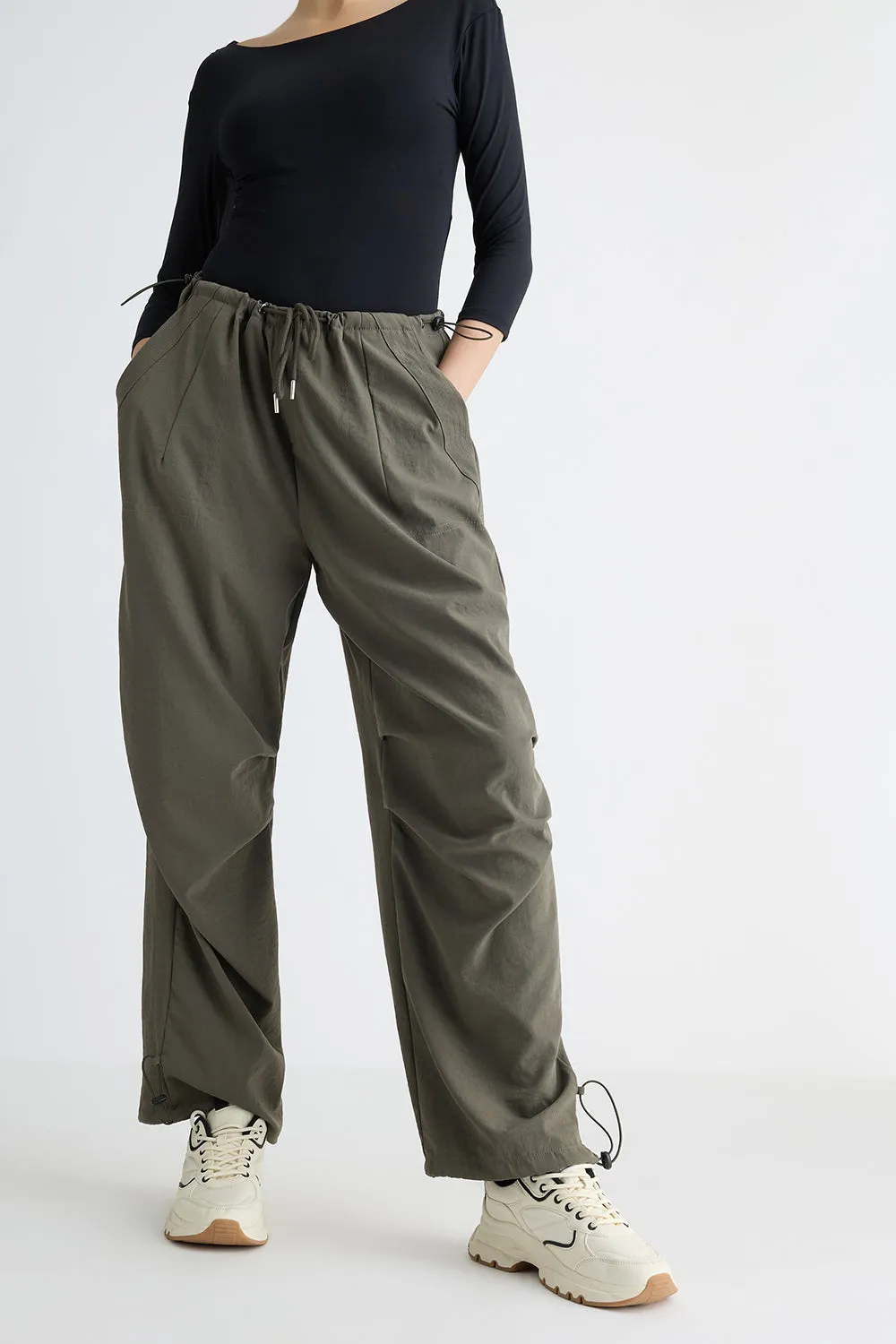Olive Parachute Cargo Pants