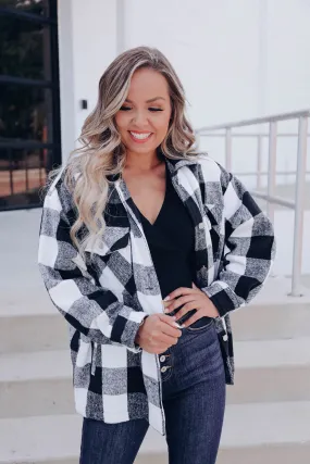 Ottawa Plaid Flannel Shacket - White/Black