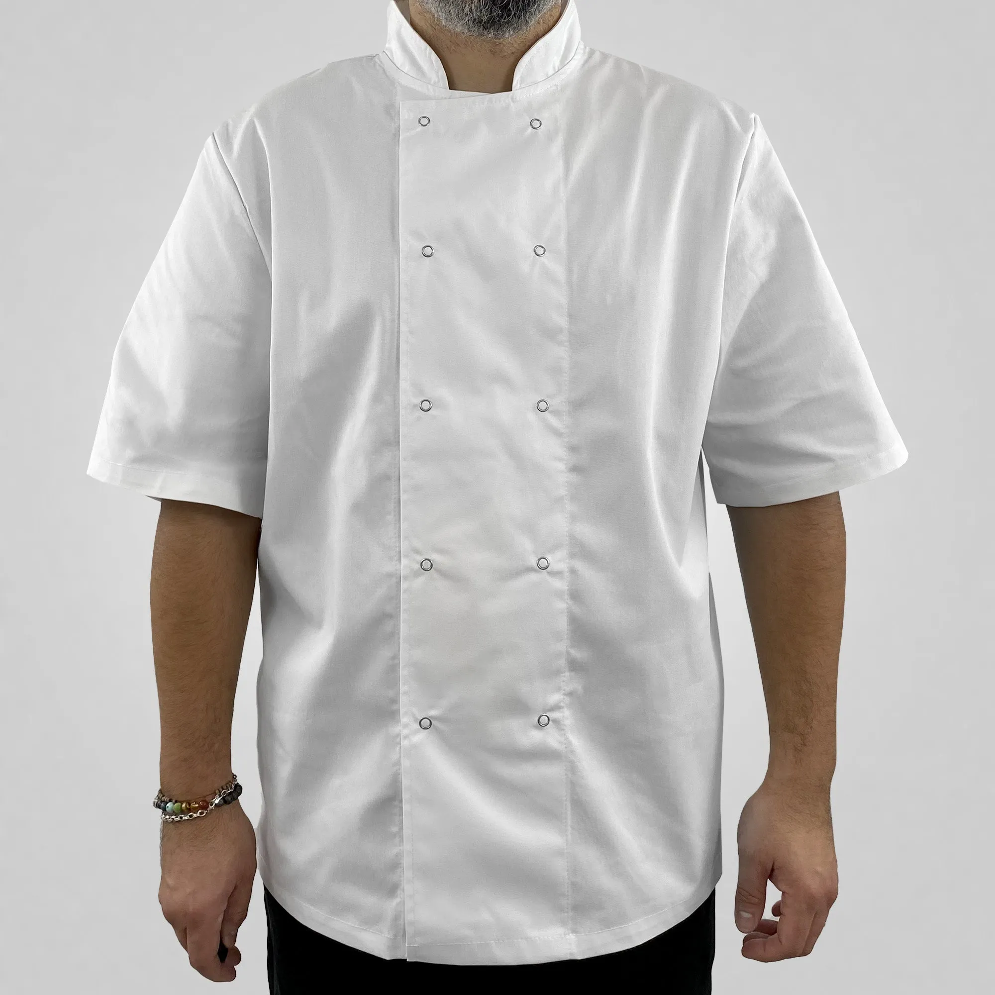 Pegasus Chefwear White Short Sleeve Chef Jacket with Press Studs