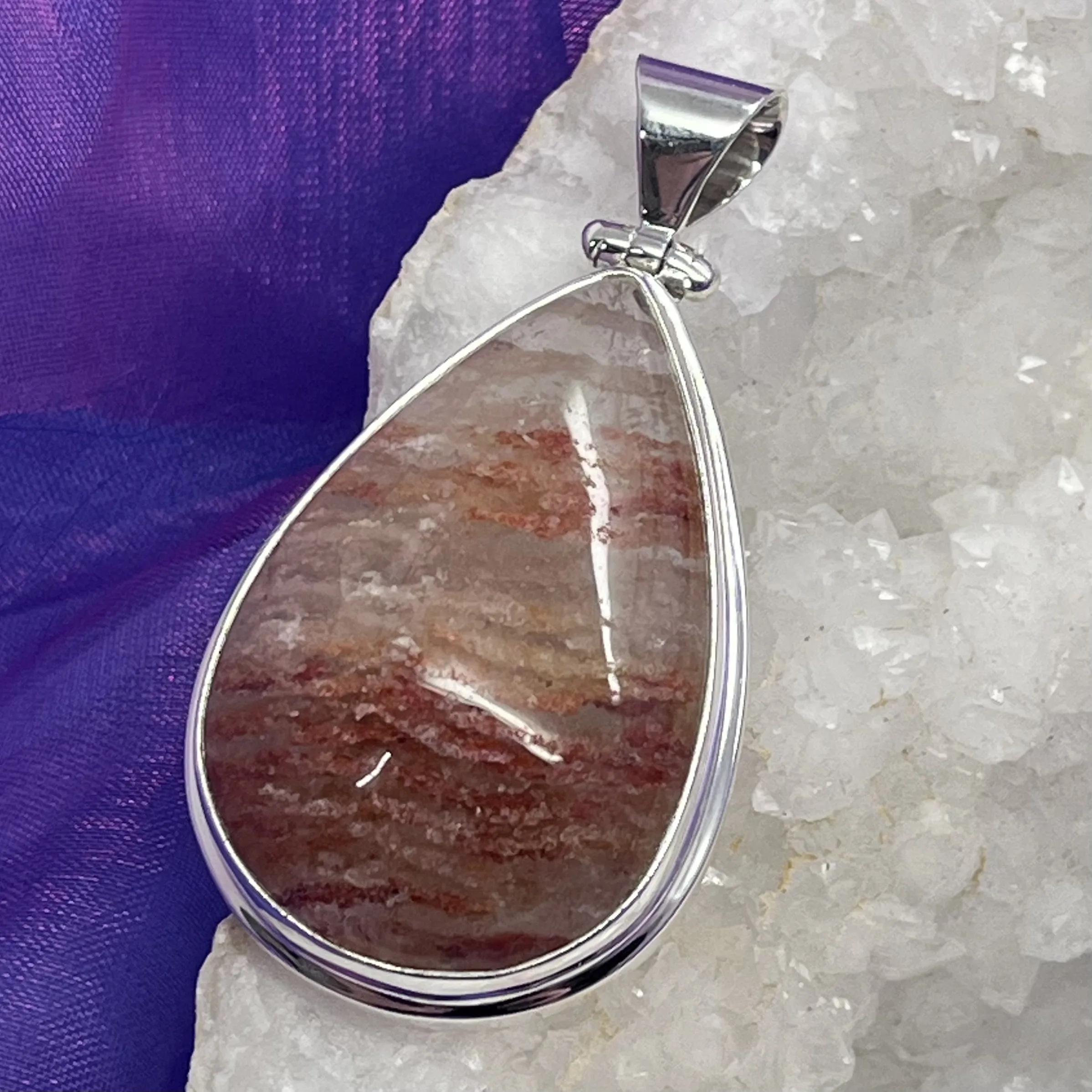 Pendant Thousand Layer Quartz Teardrop S/S 5.5 cm